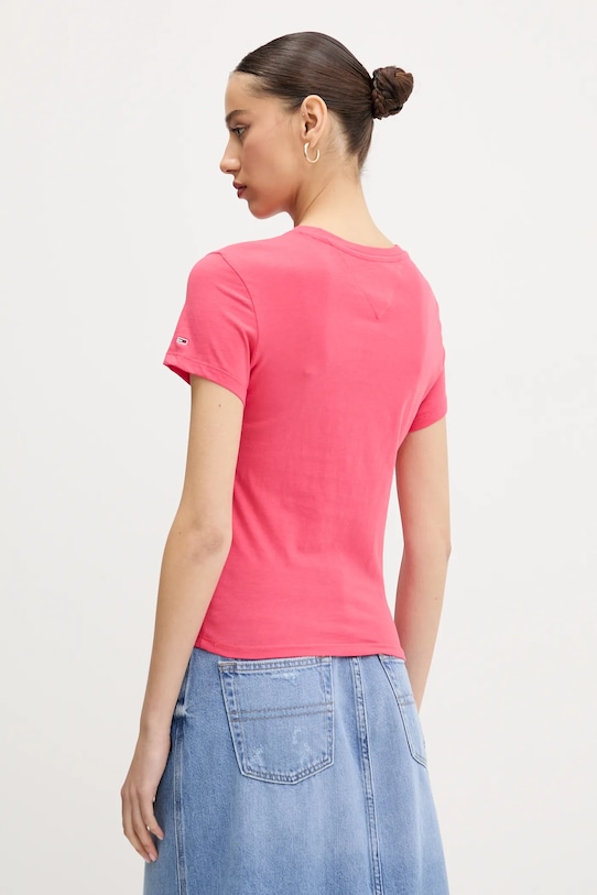 Ruházat Tommy Jeans pamut póló DW0DW19447 rózsaszín