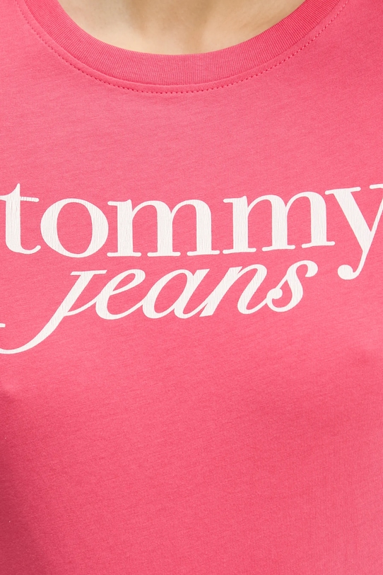 Tommy Jeans pamut póló DW0DW19447 rózsaszín