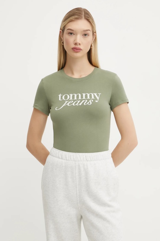 Tommy Jeans t-shirt bawełniany zielony DW0DW19447
