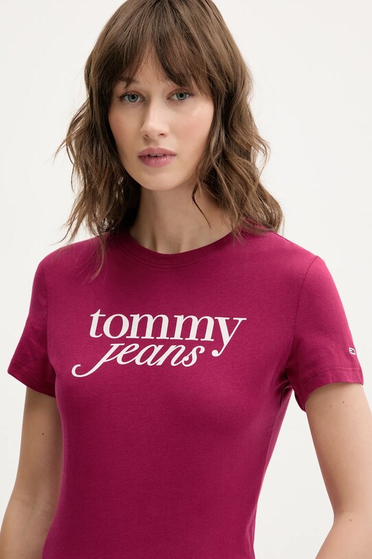 Îmbrăcăminte Tommy Jeans tricou din bumbac DW0DW19447 burgundia