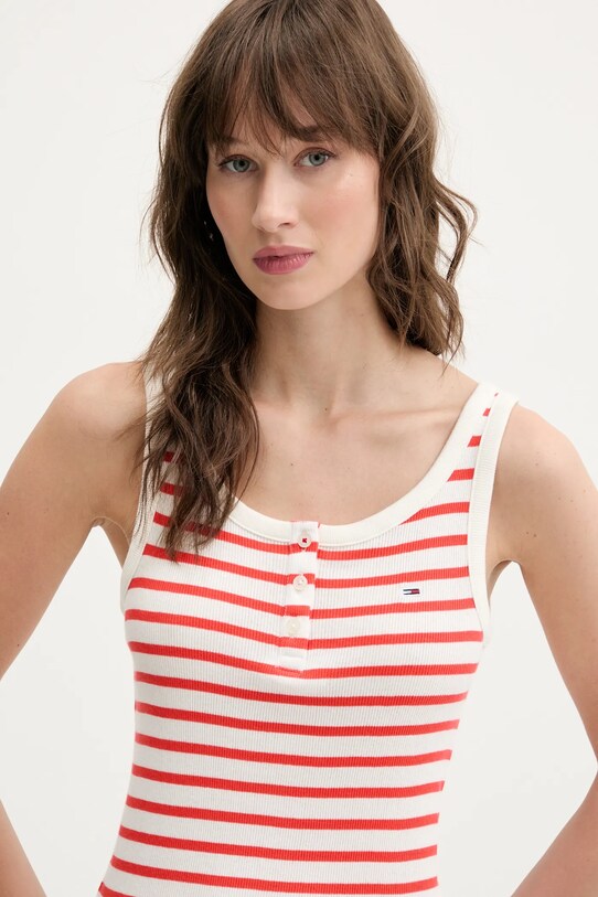 Odzież Tommy Jeans top DW0DW19492 czerwony