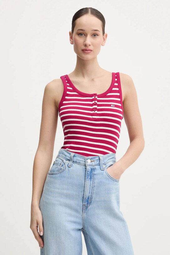 Top Tommy Jeans slim ružová DW0DW19492