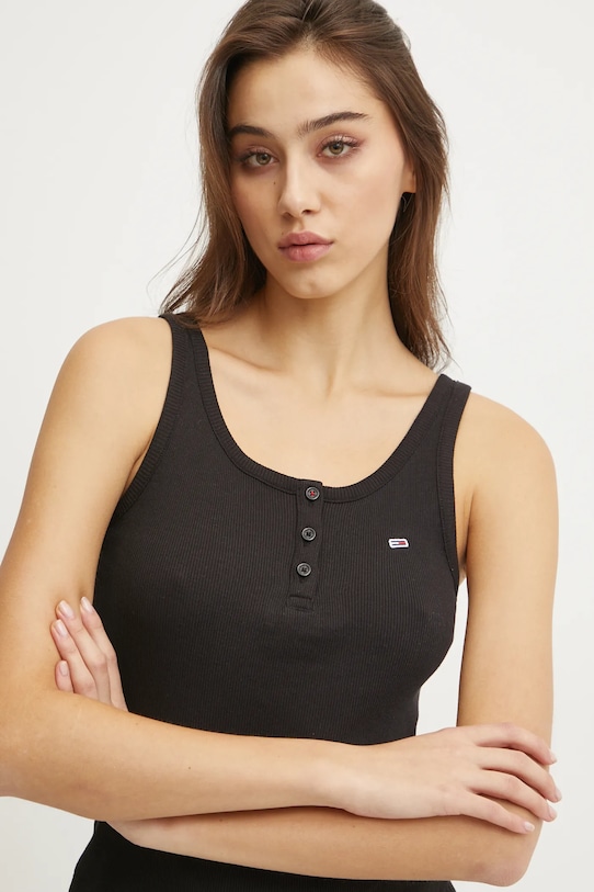 Top Tommy Jeans slim černá DW0DW19492