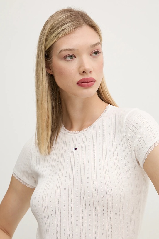 Pamučna majica Tommy Jeans bijela DW0DW19493