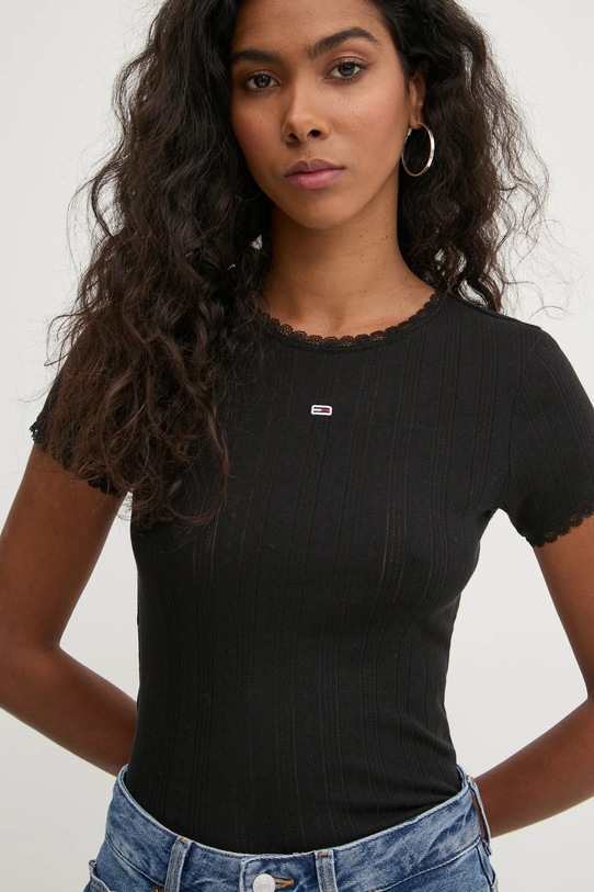 Tommy Jeans t-shirt bawełniany bawełna czarny DW0DW19493