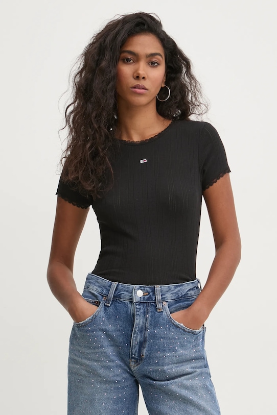 Tommy Jeans t-shirt bawełniany czarny DW0DW19493