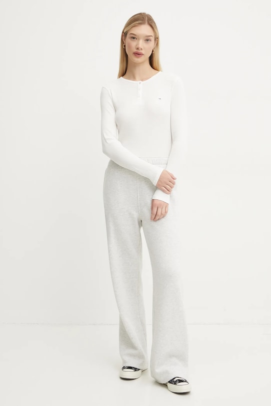 Bavlněné tričko s dlouhým rukávem Tommy Jeans DW0DW19501 bílá SS25