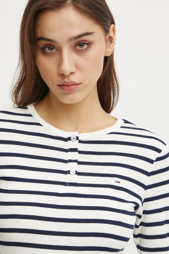 Хлопковый лонгслив Tommy Jeans тёмно-синий DW0DW19501