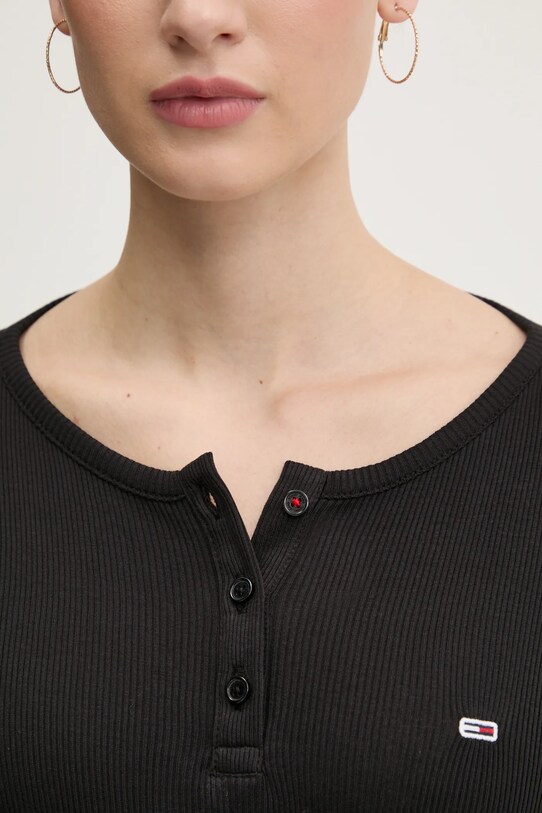 Pamučna majica dugih rukava Tommy Jeans DW0DW19501 crna