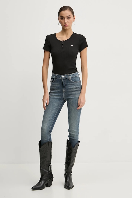 Tommy Jeans tricou din bumbac DW0DW19502 negru SS25