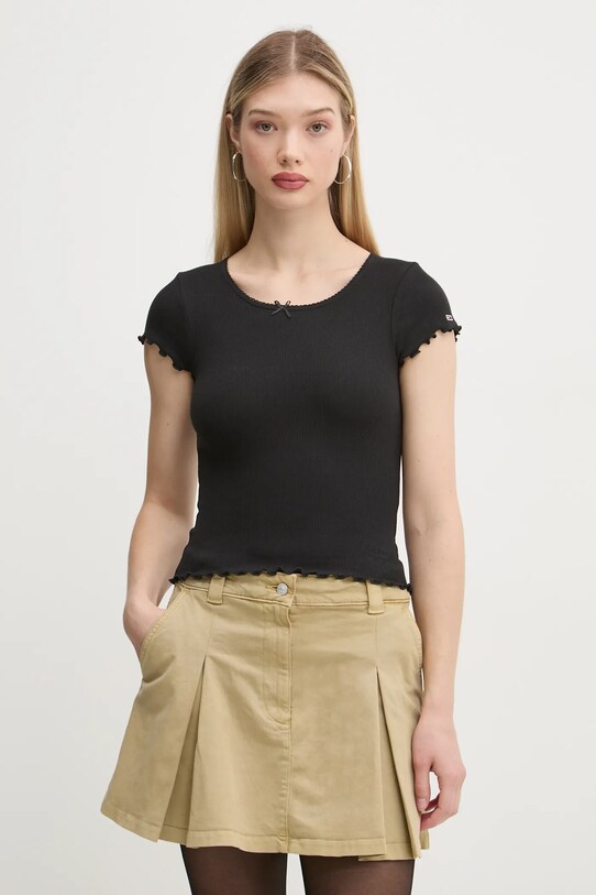 Tričko Tommy Jeans slim černá DW0DW19504
