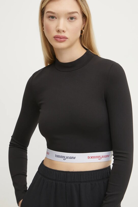 Oblečení Tričko s dlouhým rukávem Tommy Jeans DW0DW19510 černá