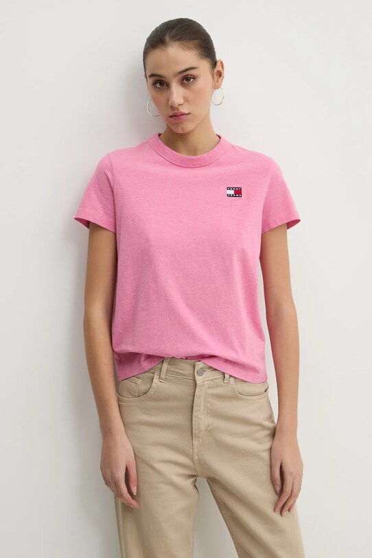 Tommy Jeans t-shirt bawełniany regular różowy DW0DW20153
