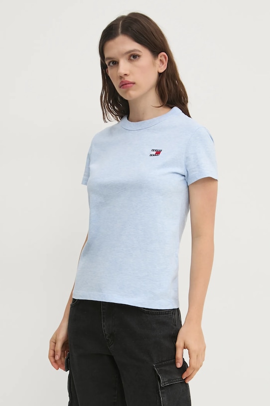 Бавовняна футболка Tommy Jeans regular блакитний DW0DW20153