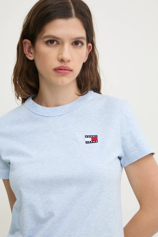 Бавовняна футболка Tommy Jeans блакитний DW0DW20153
