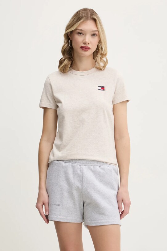 Tommy Jeans tricou din bumbac imprimeu bej DW0DW20153