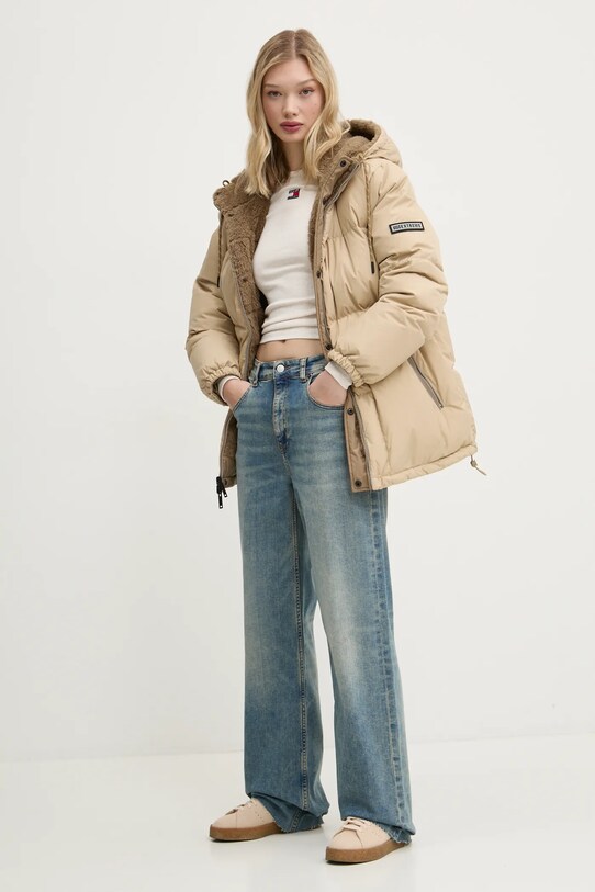 Tričko s dlouhým rukávem Tommy Jeans DW0DW20178 béžová SS25