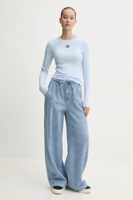 Tričko s dlouhým rukávem Tommy Jeans DW0DW20178 modrá SS26