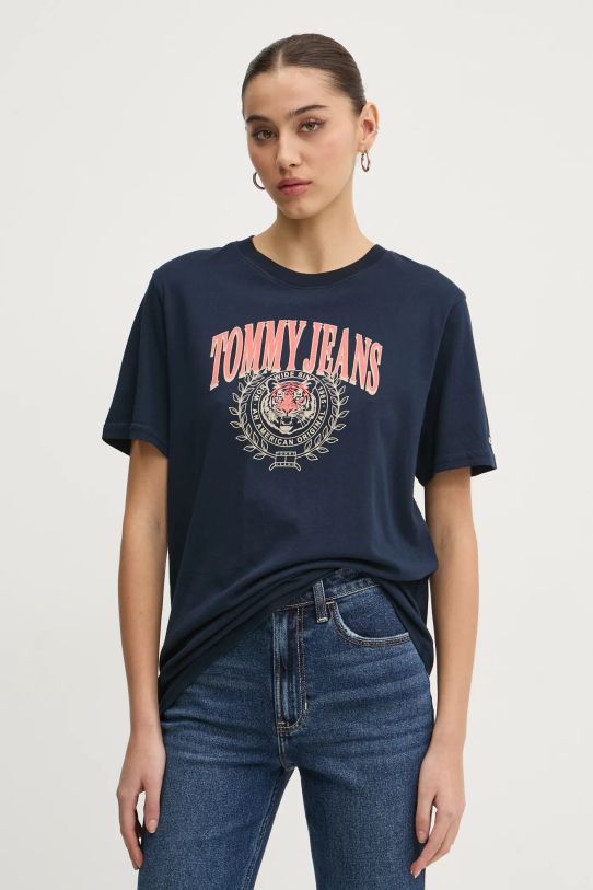 Tommy Jeans t-shirt bawełniany nadruk granatowy DW0DW20212