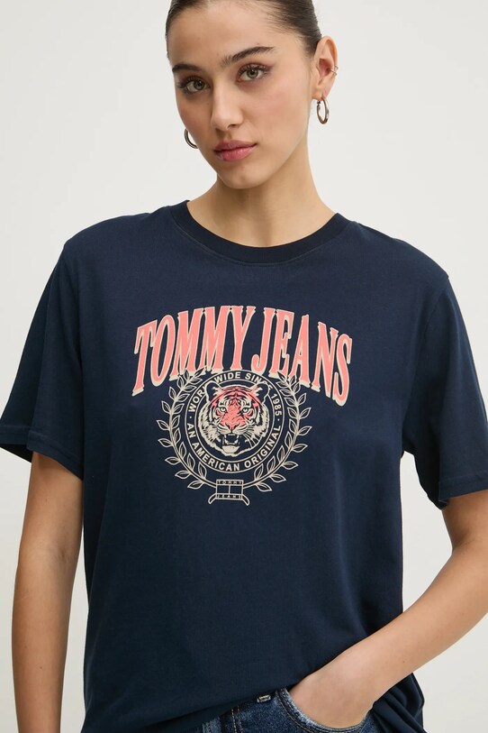Бавовняна футболка Tommy Jeans темно-синій DW0DW20212