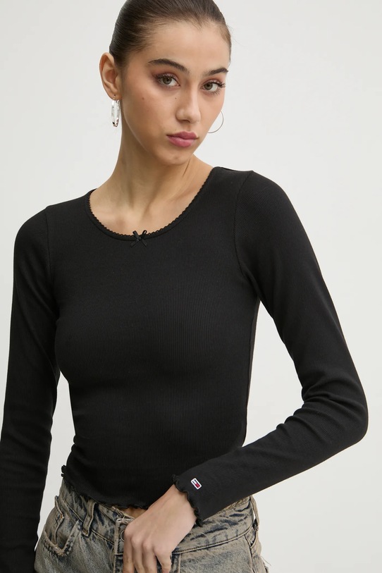 Tommy Jeans longsleeve czarny DW0DW20277