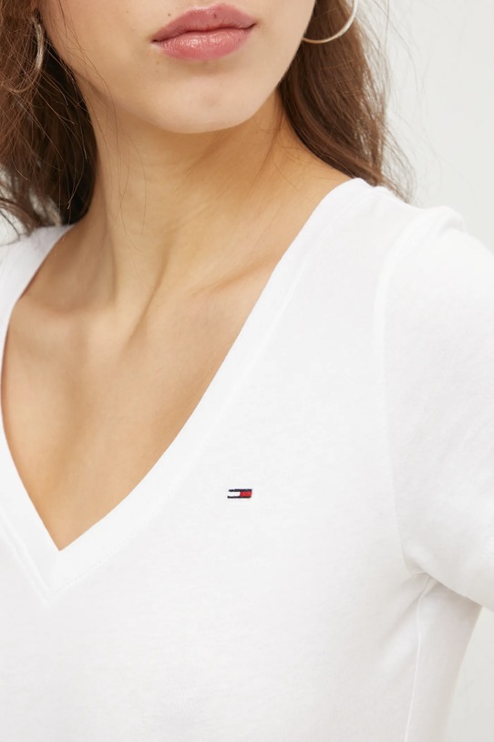 Bavlněné tričko Tommy Jeans DW0DW20458 bílá