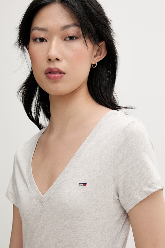 Tommy Jeans T-shirt damski bawełniany szary DW0DW20458