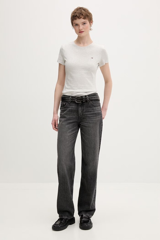 Tommy Jeans t-shirt basic damski bawełniany DW0DW20459 szary SS26
