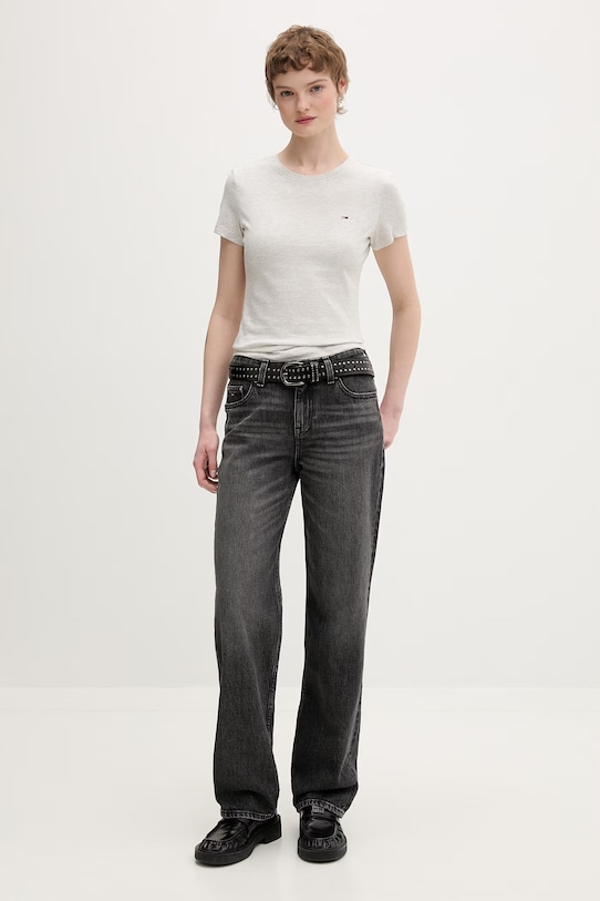 Tommy Jeans t-shirt basic damski bawełniany DW0DW20459 szary SS26