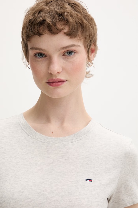 Tommy Jeans t-shirt basic damski bawełniany szary DW0DW20459