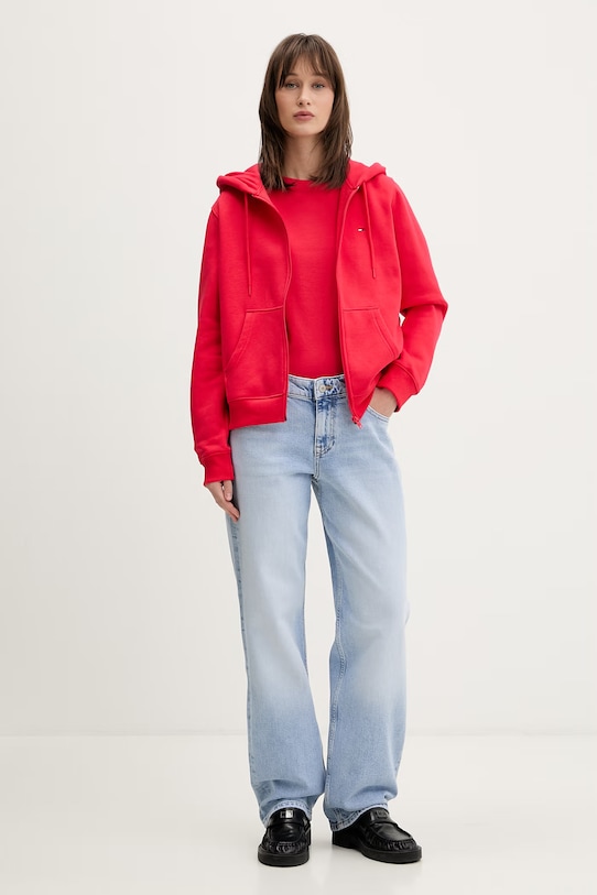 Tommy Jeans basic tričko dámské bavlněné DW0DW20459 červená SS26