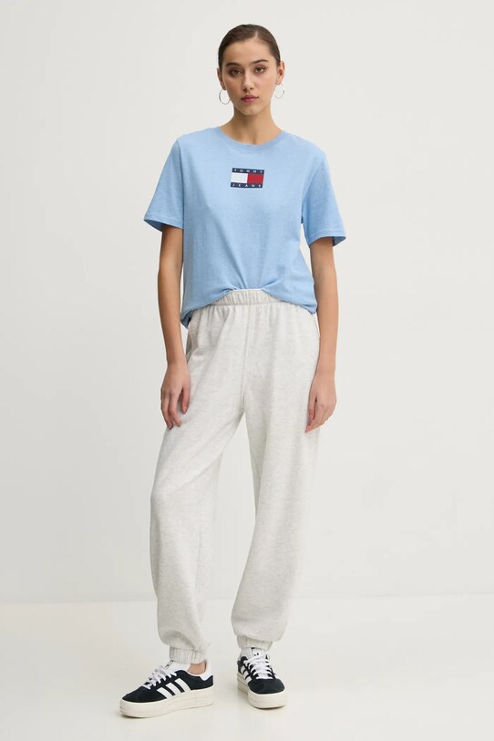 Tommy Jeans pamut póló DW0DW20461 kék SS25