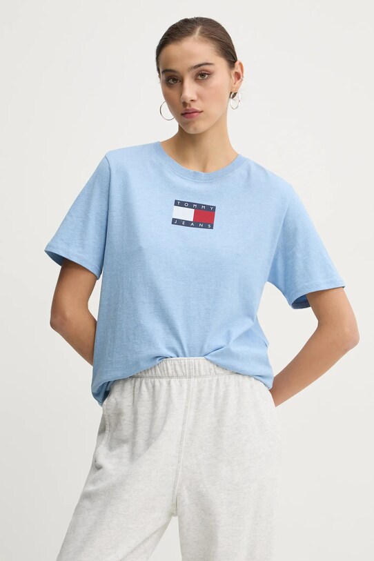 Tommy Jeans pamut póló kék DW0DW20461