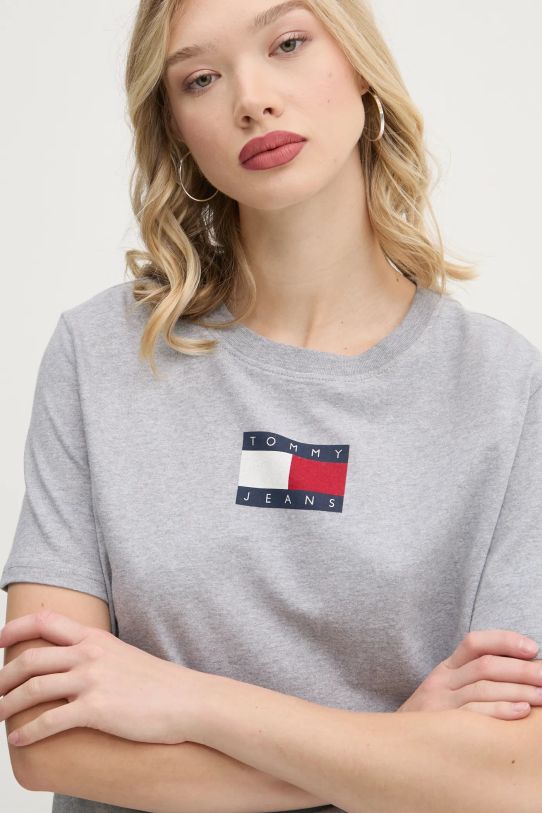 Хлопковая футболка Tommy Jeans серый DW0DW20461