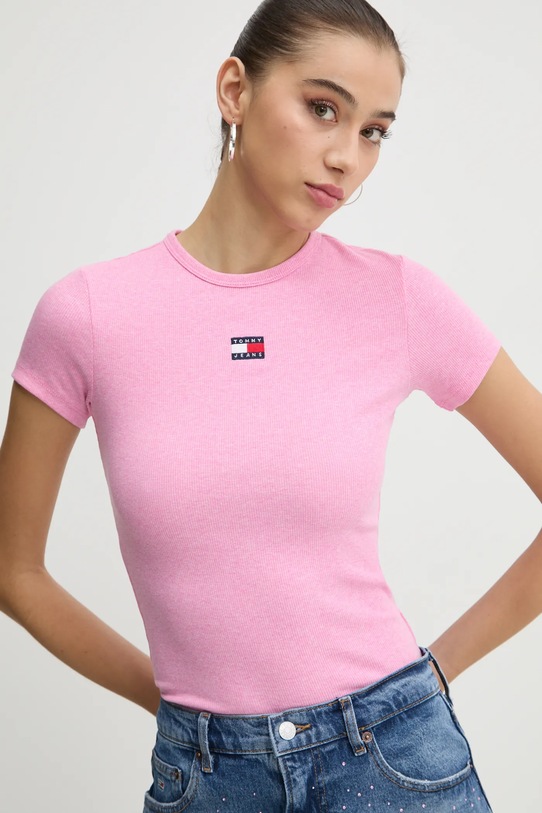Tommy Jeans tricou imprimeu roz DW0DW20463