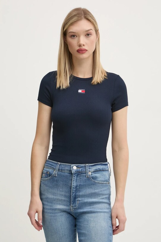 Tommy Jeans t-shirt elasztánnal sötétkék DW0DW20463