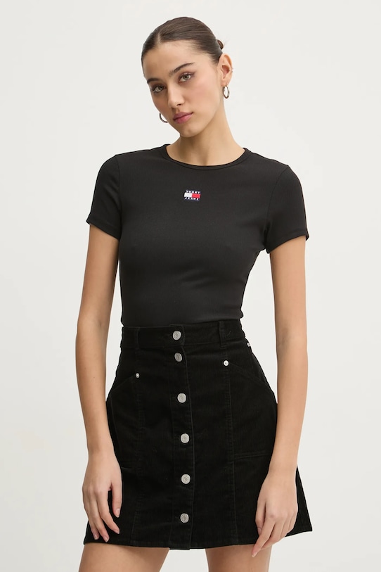 Majica kratkih rukava Tommy Jeans natpis crna DW0DW20463