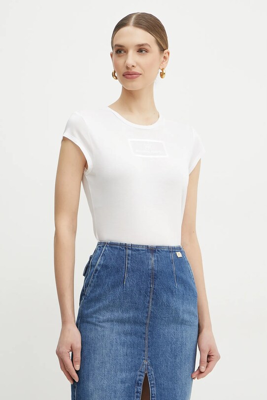 Elisabetta Franchi tricou imprimeu alb MA00451E2