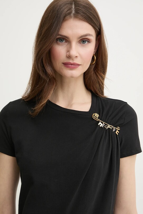 Elisabetta Franchi tricou din bumbac negru MA02851E2