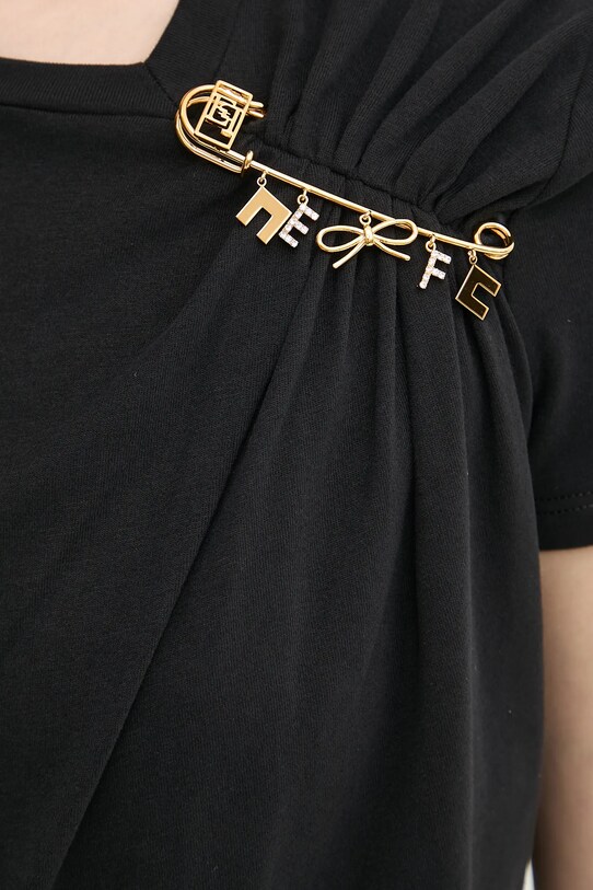Elisabetta Franchi tricou din bumbac MA02851E2 negru