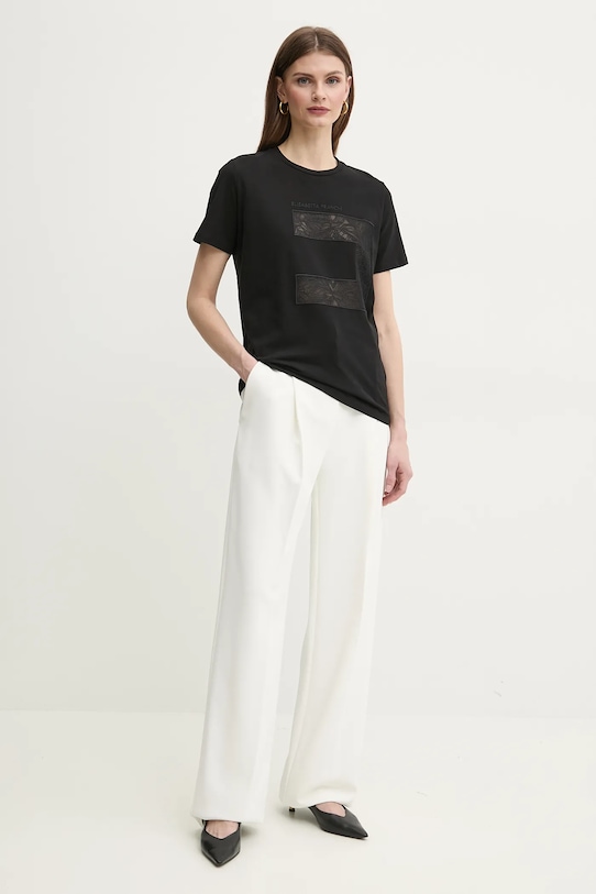 Elisabetta Franchi tricou din bumbac MA03151E2 negru SS25