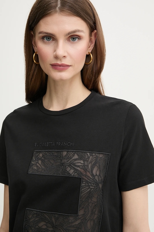 Elisabetta Franchi tricou din bumbac negru MA03151E2