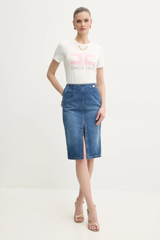 Bavlněné tričko Elisabetta Franchi MA03351E2 bílá SS25