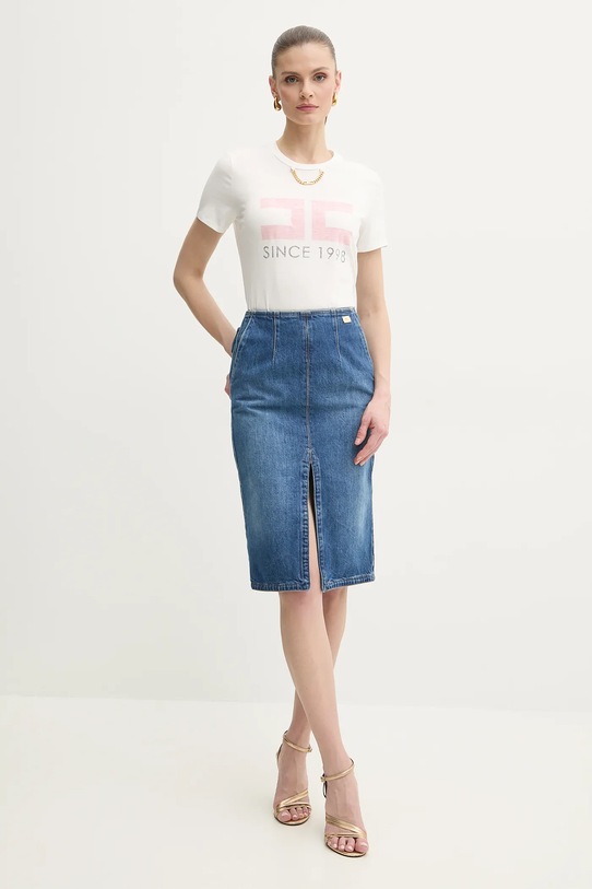 Elisabetta Franchi tricou din bumbac MA03351E2 alb SS25