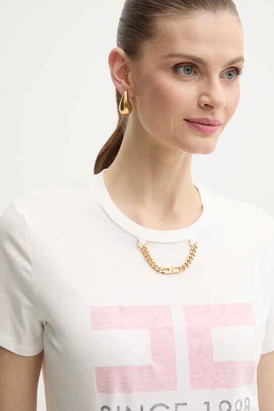 Bavlněné tričko Elisabetta Franchi bílá MA03351E2