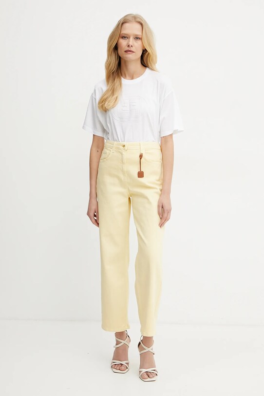 Хлопковая футболка Elisabetta Franchi MA60N51E2 белый SS25