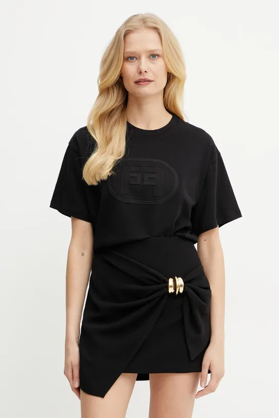 Elisabetta Franchi t-shirt bawełniany nadruk czarny MA60N51E2