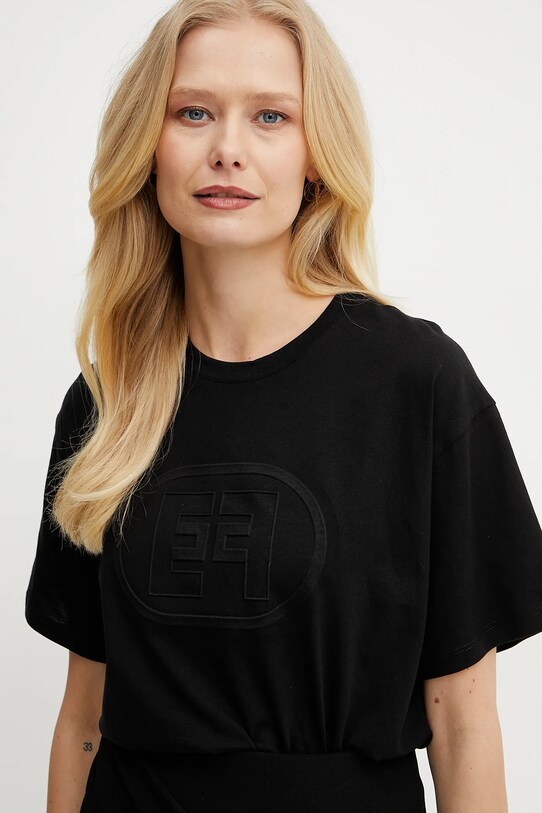 Pamučna majica Elisabetta Franchi crna MA60N51E2