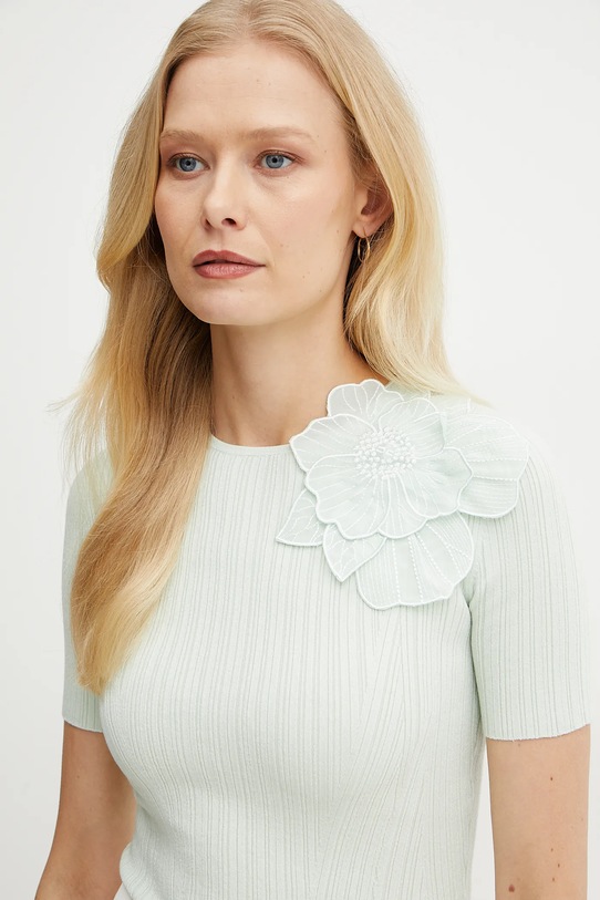 Пуловер с коприна Elisabetta Franchi тюркоазен MK55B51E2