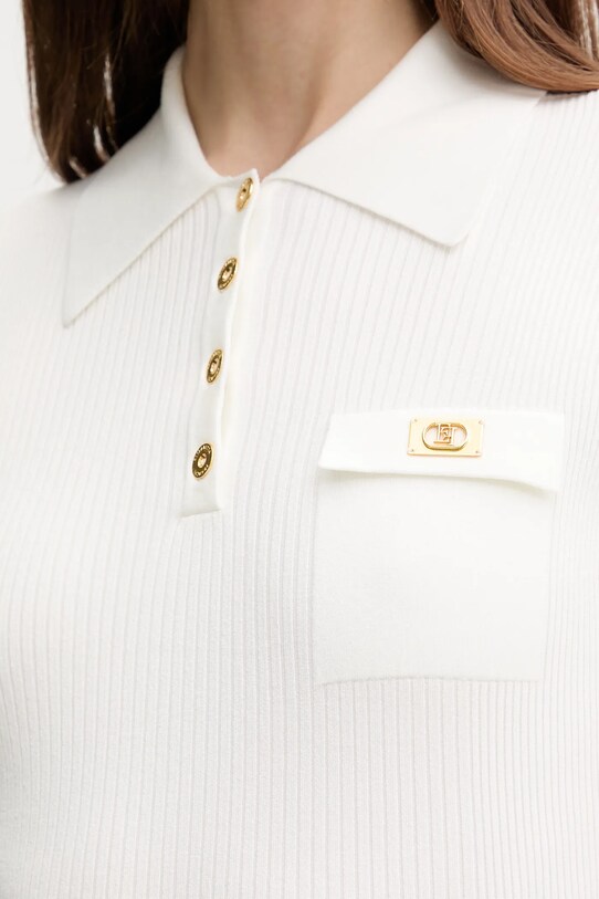 Elisabetta Franchi pulover din amestec de mătase bej MK63B51E2